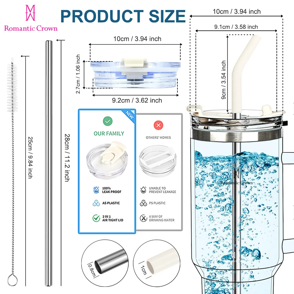 Copo térmico portátil ROMANTIC CROWN em aço inoxidável, 1200ml/1,2L