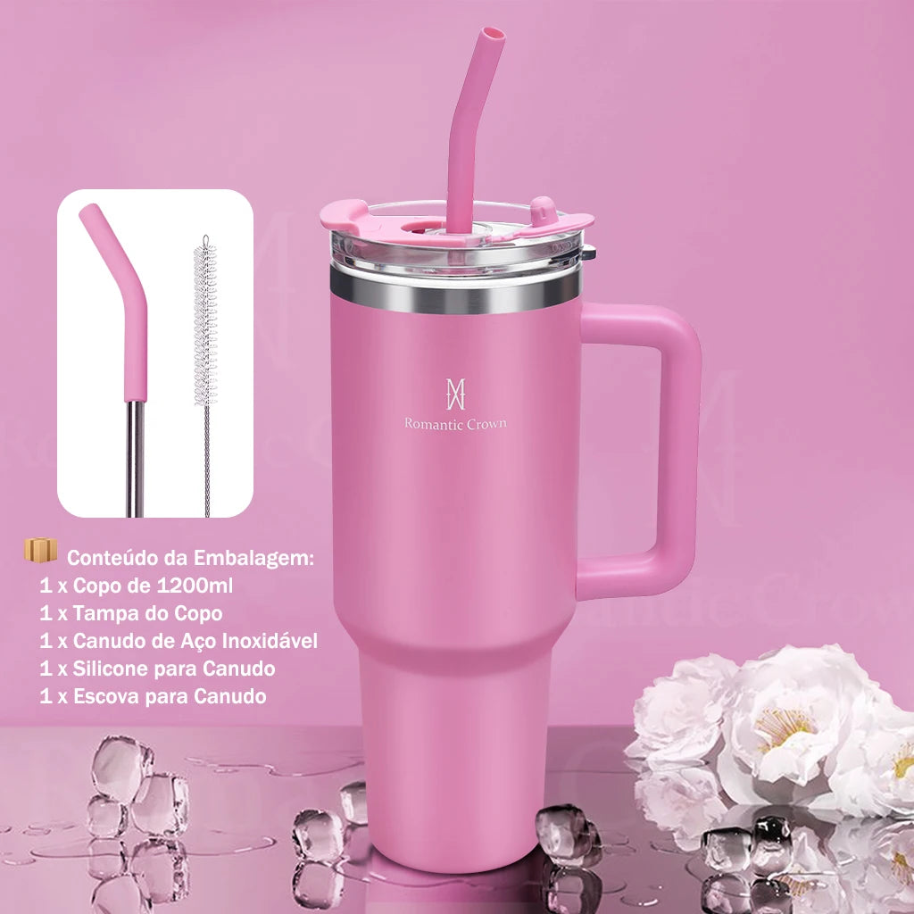 Copo térmico portátil ROMANTIC CROWN em aço inoxidável, 1200ml/1,2L