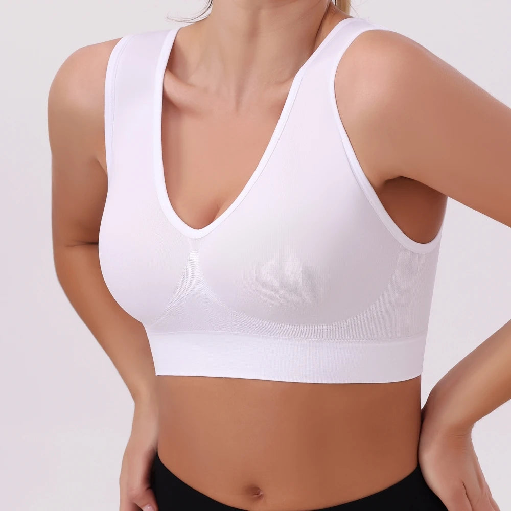 Sutiã esportivo feminino sem costura com suporte médio