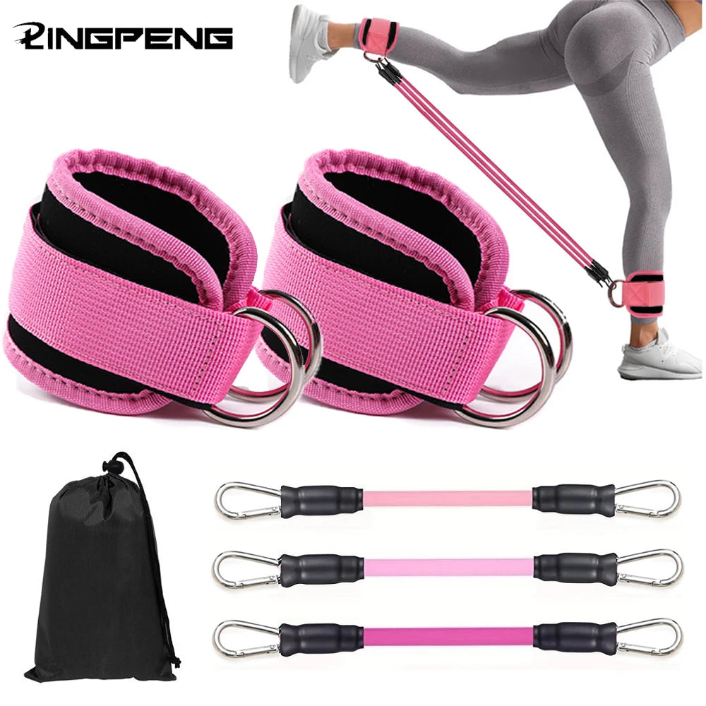 Conjunto de faixas elásticas de resistência para tornozelo