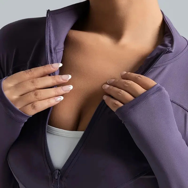 Jaqueta feminina de corrida com zíper