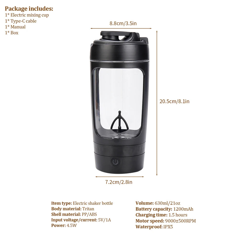 Garrafa Shaker Elétrica Portátil de 650ml para Whey Protein