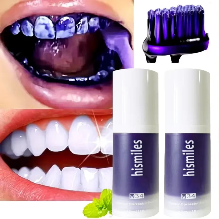 Creme dental clareador roxo, limpeza profunda