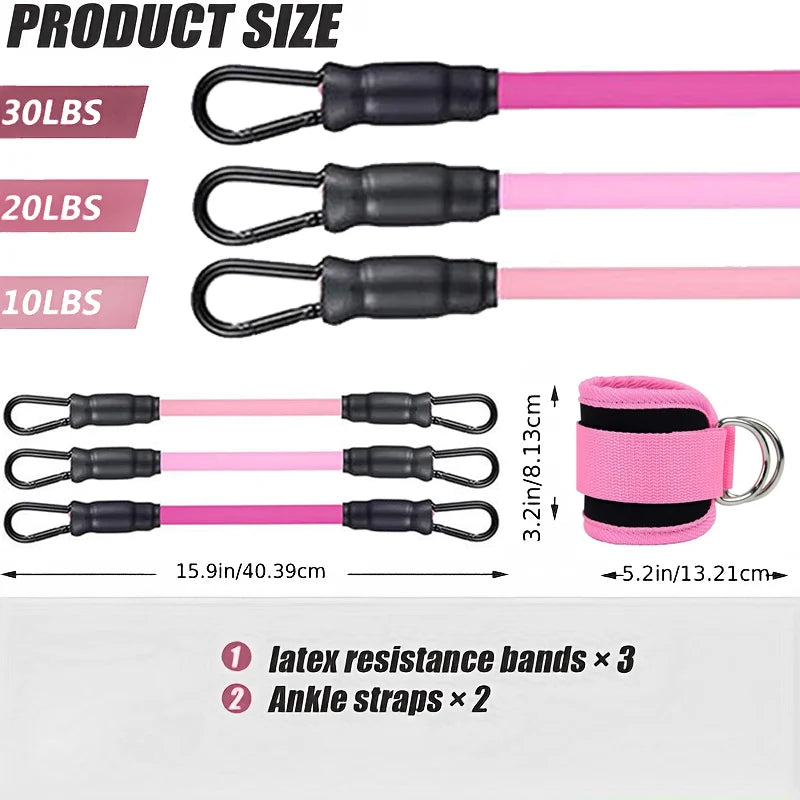 Conjunto de faixas elásticas de resistência para tornozelo