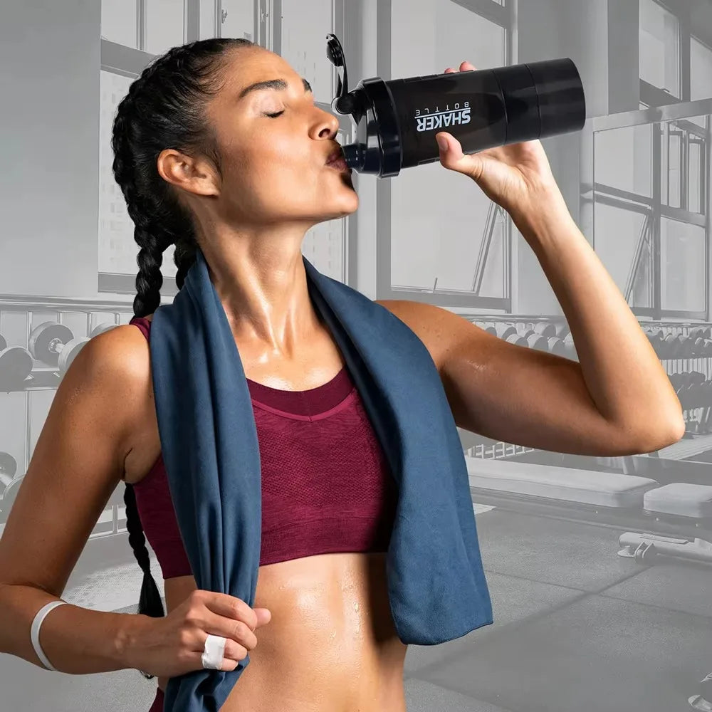 Garrafa Shaker de 3 Camadas para Proteína