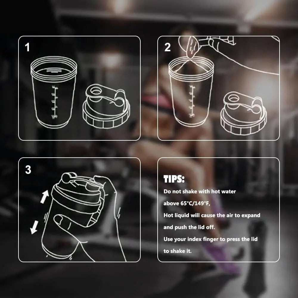 Garrafa Shaker de 3 Camadas para Proteína