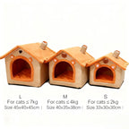 Cama estilo casinha para cães, ideal para todas as estações