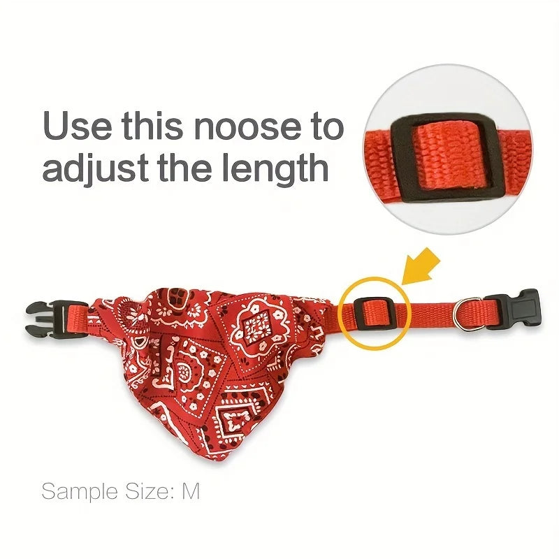 Lenço/bandana ajustável para cães e gatos de pequeno porte, ideal para coletar saliva, com bandagem triangular.