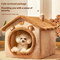 Cama estilo casinha para cães, ideal para todas as estações