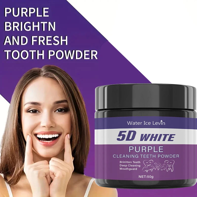 Pó dental roxo - Sem sulfatos, limpeza profunda e polimento, clareia os dentes