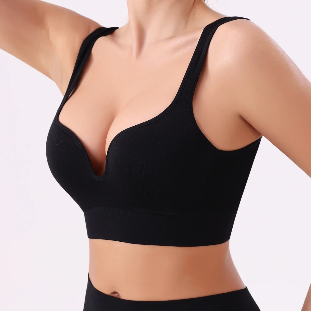 Sutiã esportivo feminino sem costura com suporte médio
