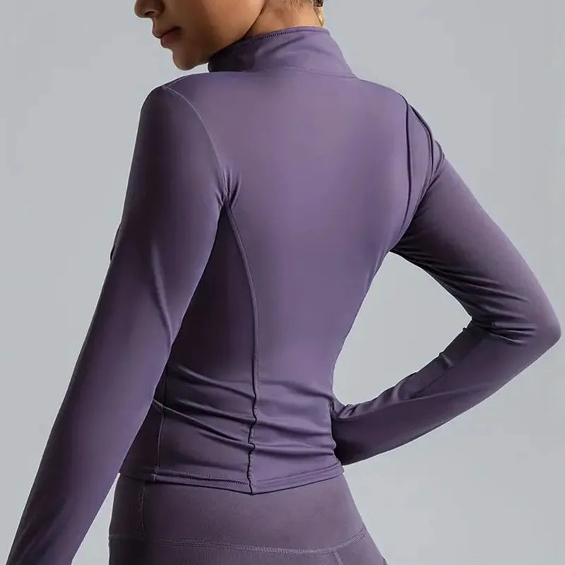 Jaqueta feminina de corrida com zíper